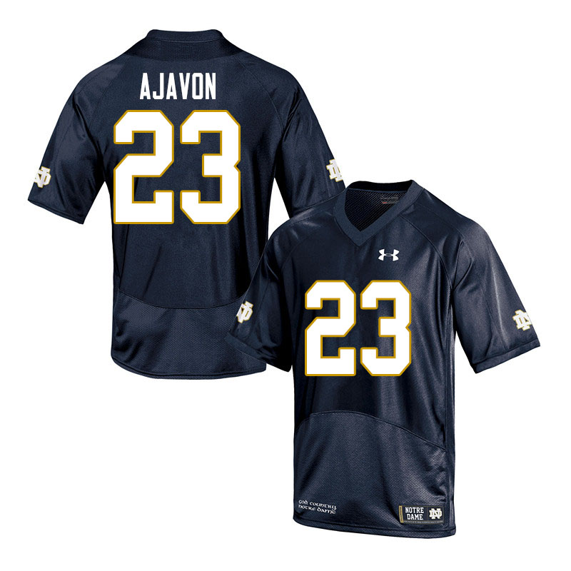 Men's NCAA Notre Dame Fighting Irish #23 Litchfield Ajavon Stitched College Under Armour Authentic Navy Football Jersey WT10Q43YO